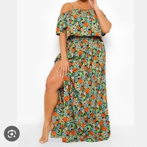 NWT BOOHOO 18 TROPICAL SKIRT SET